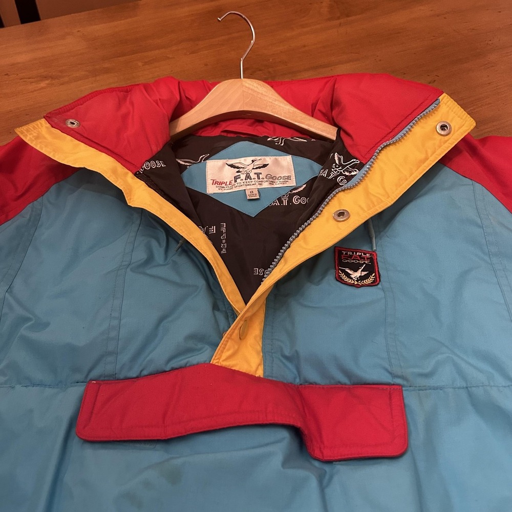 Vintage Triple FAT Goose Jacket Mens Small Down Pullover 80s Retro Ski‎